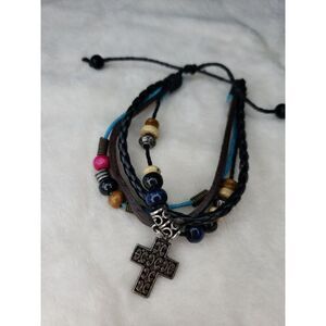 Cross and beaded religious Bracelet Handmade Turning Point